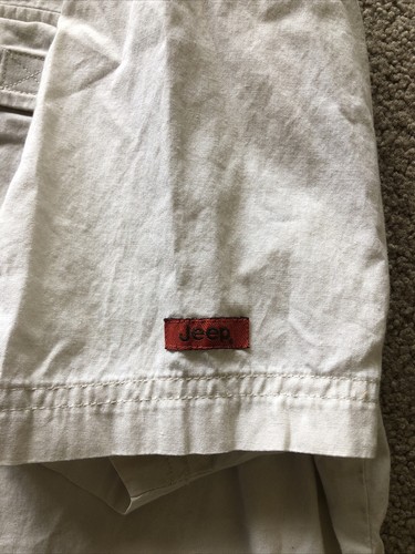 Jeep Shirt Adult Large Beige Button Up Cotton Embroidered Camp Outdoors Mens XL - Picture 5 of 7