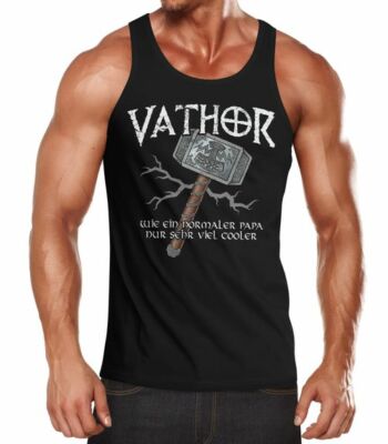 Herren Tanktop cooler Papa Vathor Fun-Shirt Spruch lustig Thor Parodie Geschenk