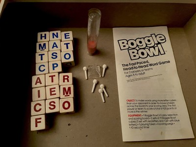 Vintage 1987 Boggle Bowl Replacement Directions Timer Pegs Tokens Letters Cubes