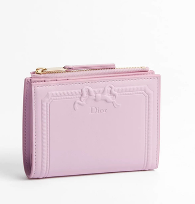 Dior Salon Dahlia Wallet Moulures Calfskin Dream Pink New