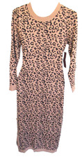 Love Scarlett, Women's Tan Animal Print  Sweater Dress, Size Medium
