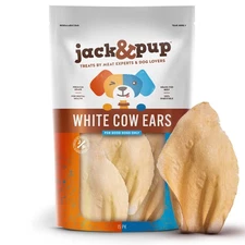 Jack&Pup White Cow Ears for Dogs - Cow Ear Dog Treats, Single Ingredient, Hig...