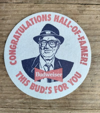 Harry Caray Vintage BUDWEISER Beer Coaster Chicago Cubs NOS New Old Stock