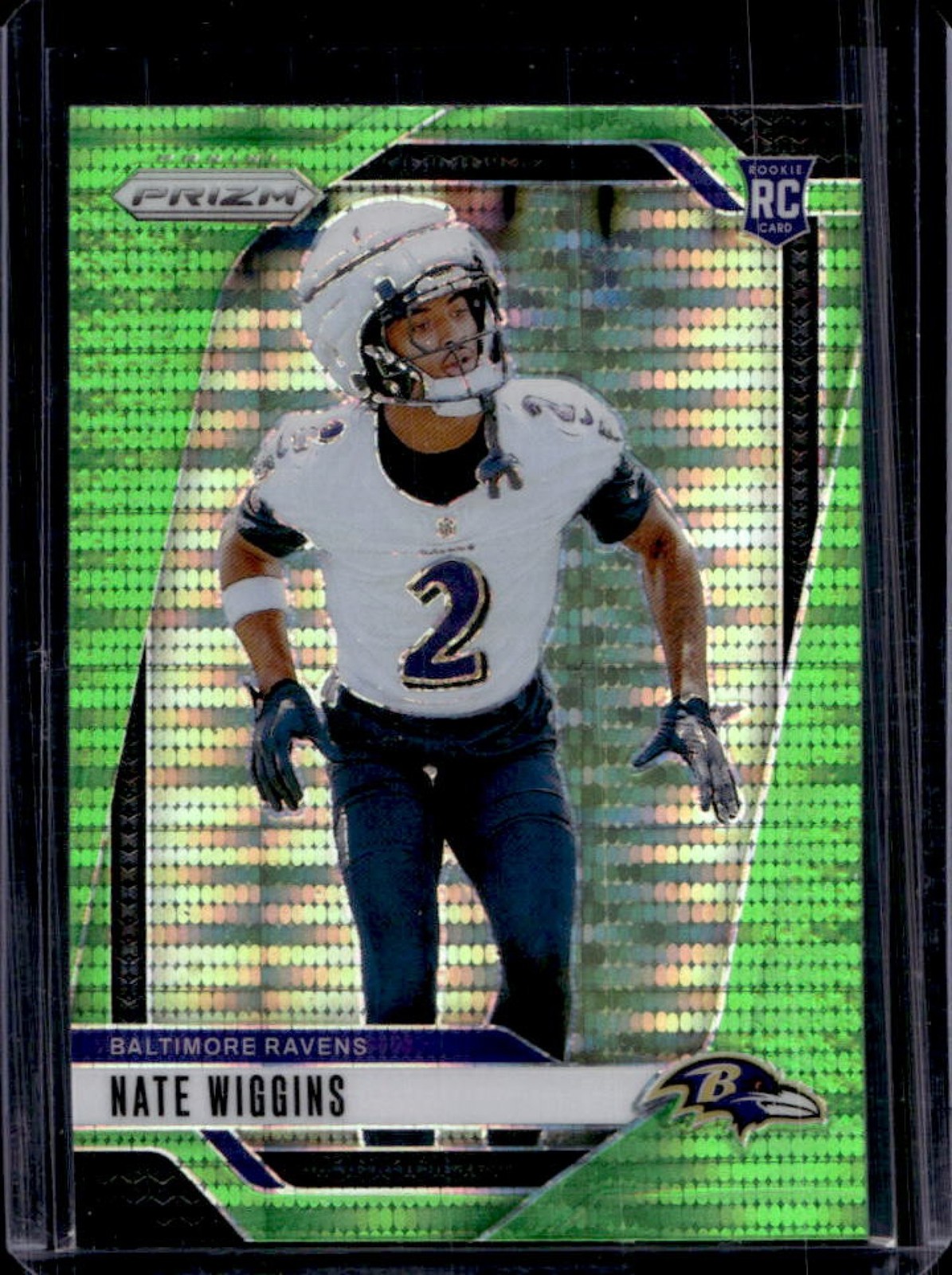 2024 Prizm Nate Wiggins RC Neon Green Pulsar Rookie #380 Ravens