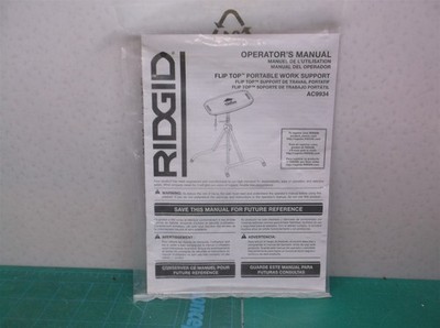 manual only for a Ridgid AC9934 Flip Top Portable Work Support