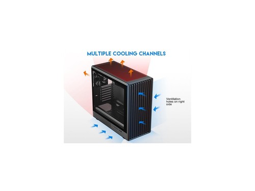 DIYPC DIY-ATX08-Wood Black USB3.0 /Type C ATX Mid Tower Gaming Computer Case w/ - Afbeelding 7 van 12