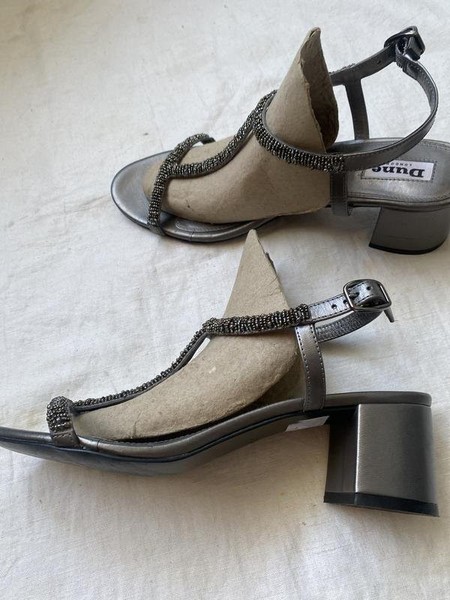 Women Dune Heels Grey Leather 41 #3OH0