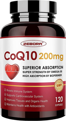Coq10-200Mg-Softgels with PQQ, Bioperine & Omega-3, 120 Servings Coenzyme Q10(Ub