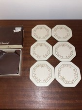 Set of 6 Clover Leaf Eternal Beau Octagon Coasters Cork Backed Boxed