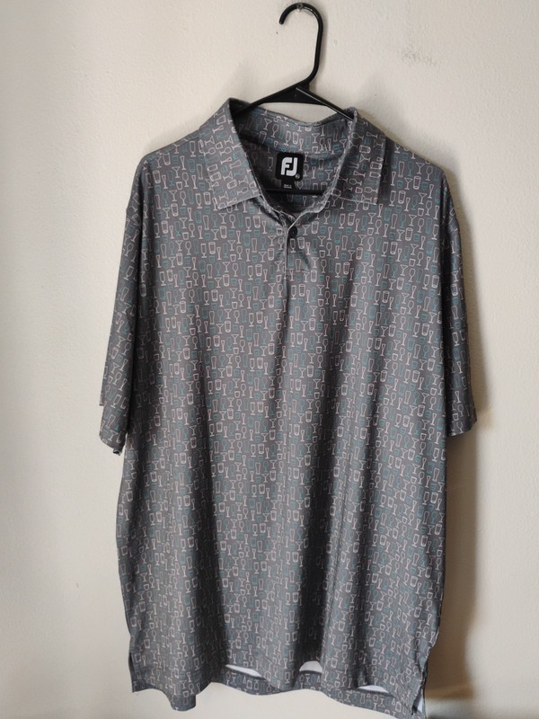 FootJoy FJ Men's Gray Golf Polo Shirt AOP Print XL
