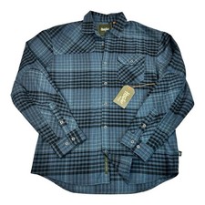NEW - Howler Brothers Shirt Large, Shadow Plaid Seascape Blue Harker's Flannel