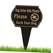 Curb Your Dog Sign,13.6  X9.6  Dog Urine Kills Plants No Pee Sign 1pack-Black