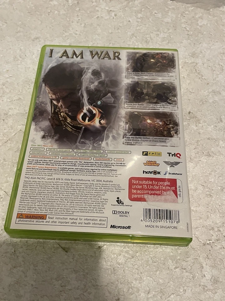 Warhammer 40,000 Space Marine Microsoft XBOX 360 Game + Manual - PAL - COMPLETE - image 2 of 3