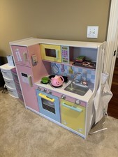 KidKraft Wooden Large Play Kitchen w/ Storage drawers, Food, Dishes And Utensils