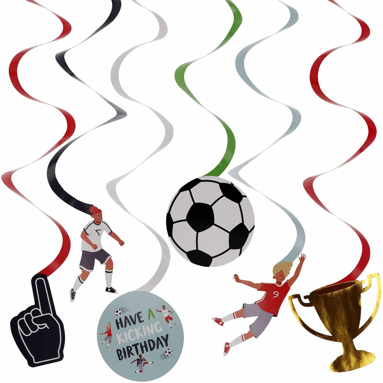 Fantastic Football Swirl Hanging Birthday Party Decoration - (6 pieces)
