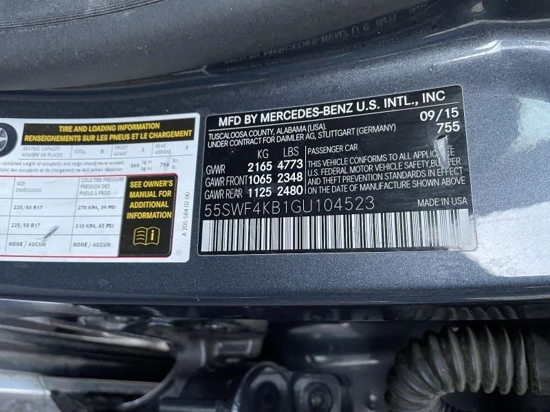 Mercedes Benz C220 2016 sistema de escape completo original 36059 Foto 2 de 4