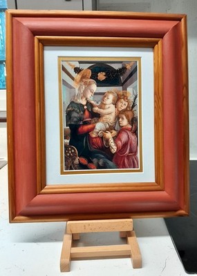 Madonna mit Kind mit Engeln Sandro Botticelli Druck montiert im Upcyclingrahmen