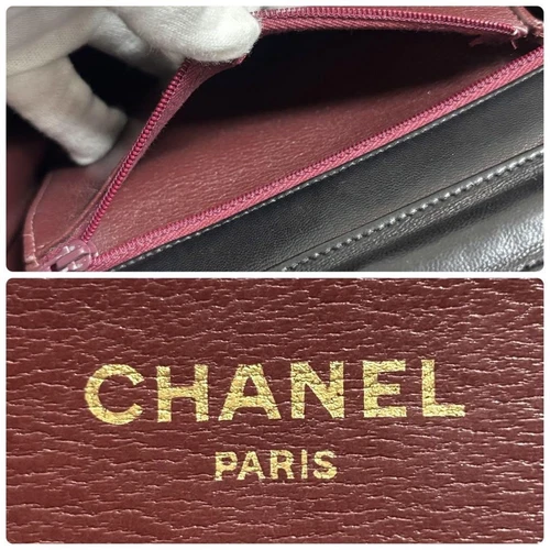 CHANEL CC Matelasse Lamb Skin Chain Shoulder Bag Black Vintage Auth