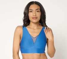 Breezies Invisible Bonded Wirefree Bra with Lace Detail Navy L New