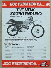 HONDA XR250 ENDURO MOTORCYCLE Sales Specification Leaflet March 1979