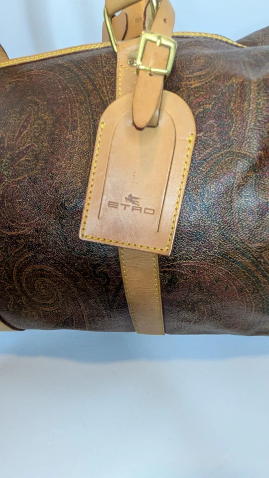 Bolso de Lona de Cuero Etro lux *Marrón Paisley Talla 50 Comparado con LV Keepall 50 Foto 2 de 4