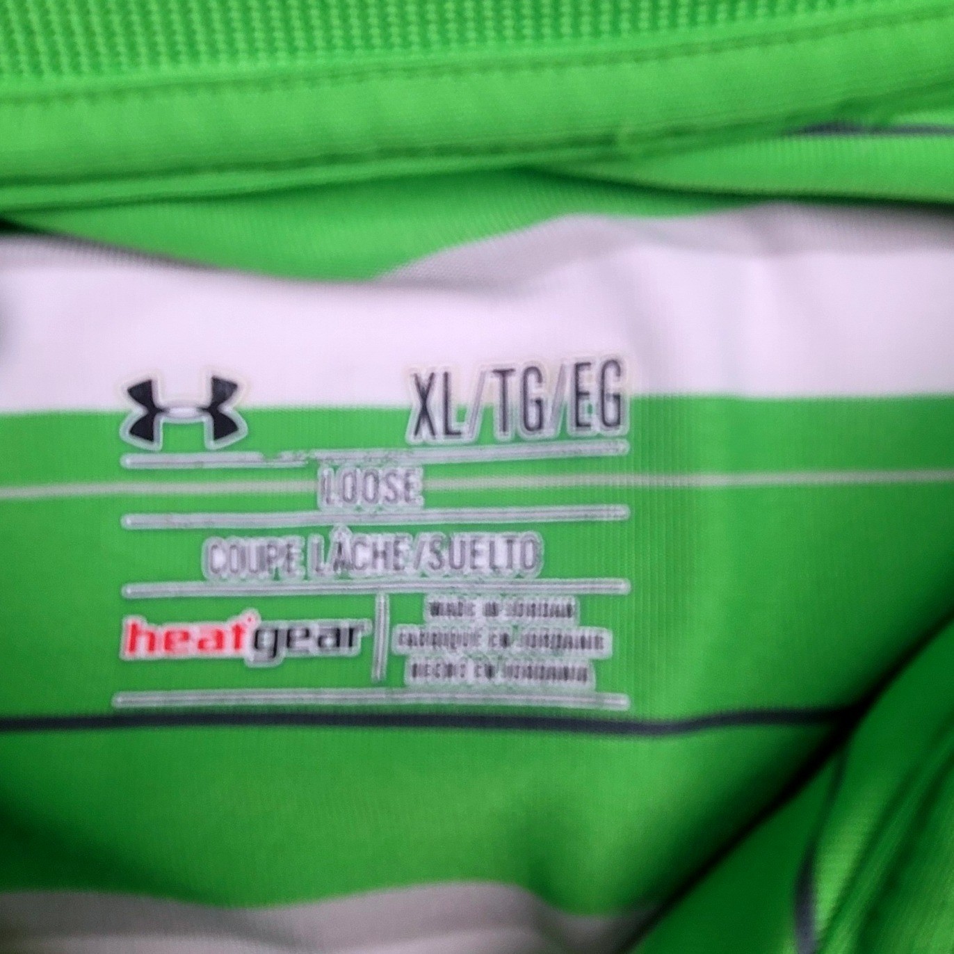 Under Armour Golf Polo Shirt Mens XL Green White Stripe HeatGear Short Sleeve thumbnail 4