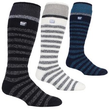 Heat Holders Mens Long Leg Length Striped Patterned Soft Snow Sport Ski Socks