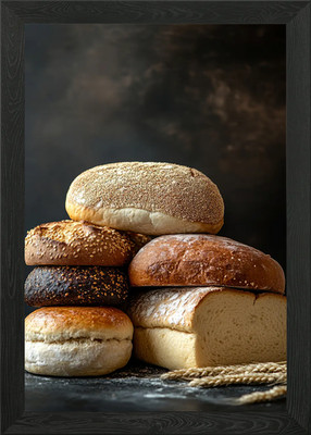 Sortiment Frisches Brot Gerahmtes Wandbild Poster Leinwanddruck Bild