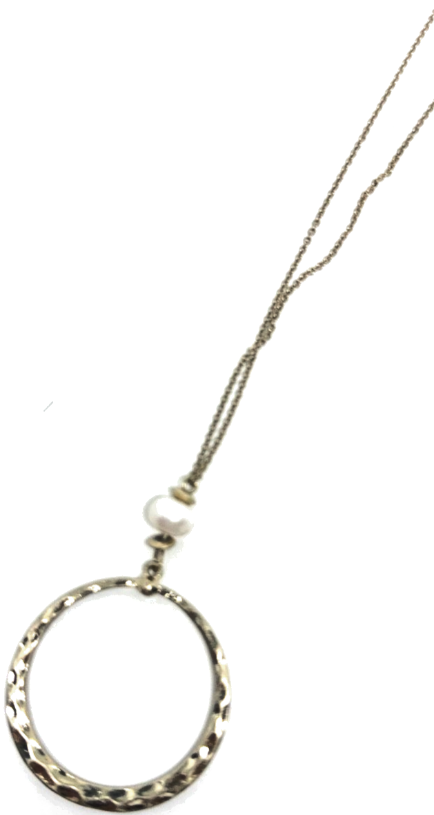 Gold Clasped Hooped Necklace with Bead on Top