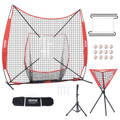 VEVOR 7x7 ft Baseball Softball Practice Net Hitting Batting Multiple Accessories