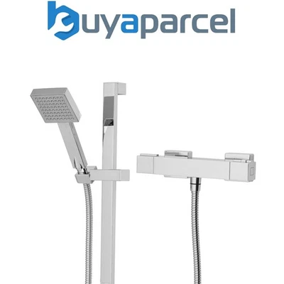 Triton Muse Square Thermostatic Bar Mixer Shower Exposed Chrome + Riser Rail