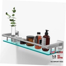 20 Inches Glass Shelf for Bathroom, Brushed Nickel Glass Shelves for Wall with