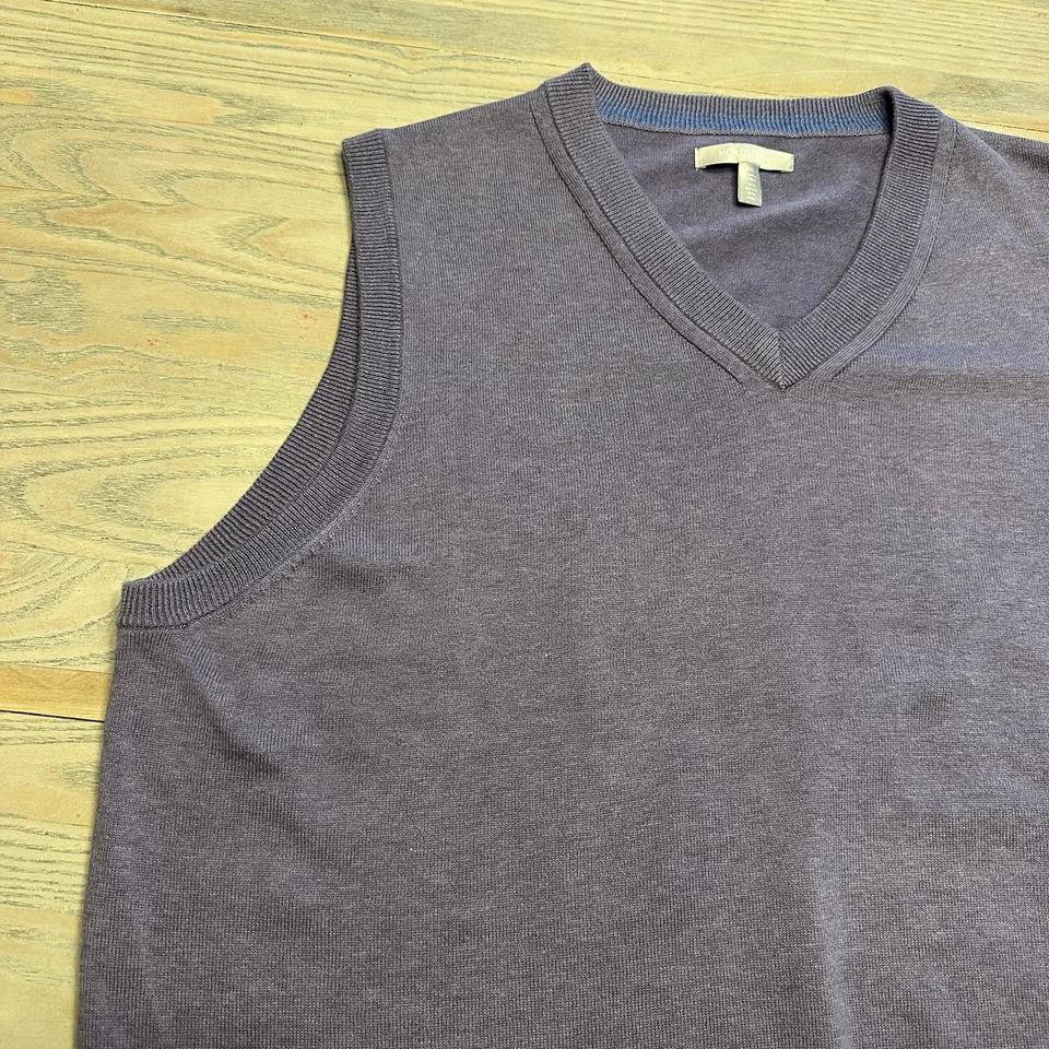 Chaleco Suéter Nordstrom Púrpura Para Hombres XXL Mezcla de Algodón Lana Cuello en V Golf Informal Foto 4 de 4