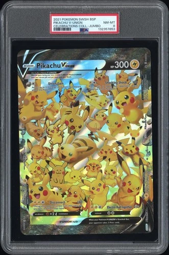 2021 POKEMON SWSH PROMO CELEBRATIONS COLLECTION-TAG JUMBO PIKACHU V-UNION PSA 8