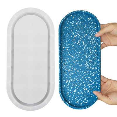 Large Resin Tray Mold, 13inch Oval Rolling Tray Molds, Big Silicone Tray Mold...