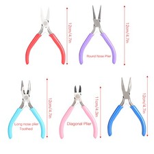 _5pcs Mini Pliers Jewellery Making Pincers Flat Long Toothless Nose Clamp Wires
