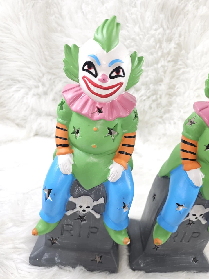 2 Payasos Asesinos Raros Decoración de Halloween Descontinuado Iluminar Mesa Circo Payaso Foto 2 de 4