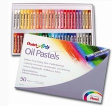Oil Pastels by Pentel, Artist's Pastels Pack of 50 vivid colours PHN50 Blendable