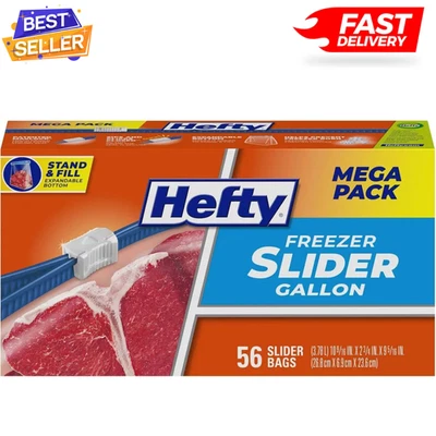 Hefty Slider Freezer Storage Bags, Gallon Size - 56 Counts
