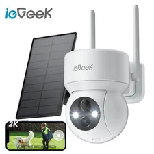 ieGeek 2K Wireless Outdoor Security Camera,Solar Panel Battery Powered 360° PTZ