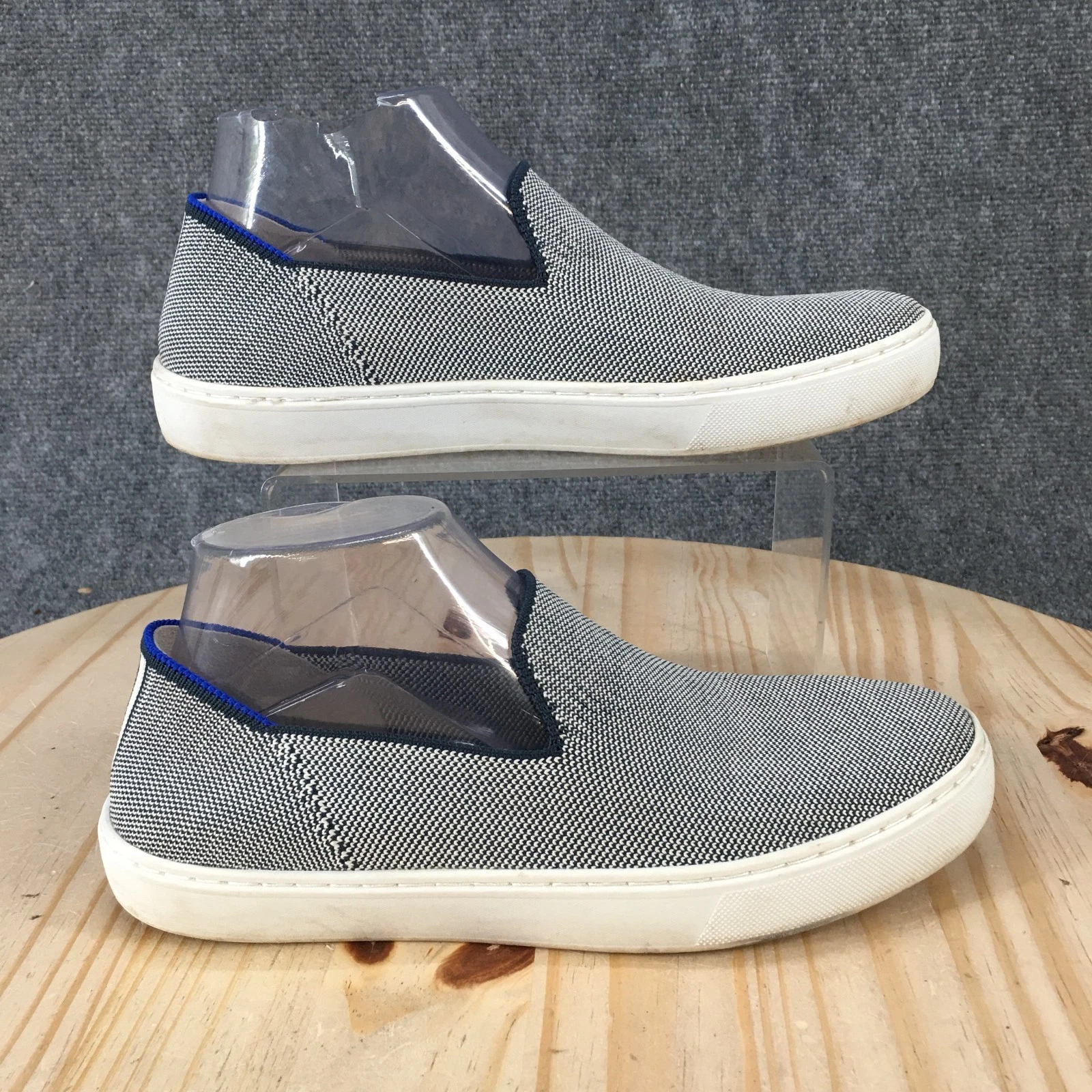 Rothys Shoes Womens 8.5 The Original Casual Slip On Sneakers Knit Blue White