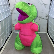 Vtg Fisher Price Neon Green Puffalump Dinosaur Stuffed Plush Animal Soundbox