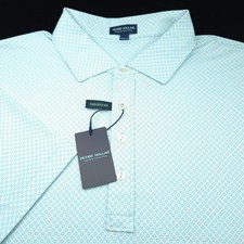 Peter Millar Polo Shirt Mens XXL Tailored Fit Blue Geo Print Summer Comfort Golf