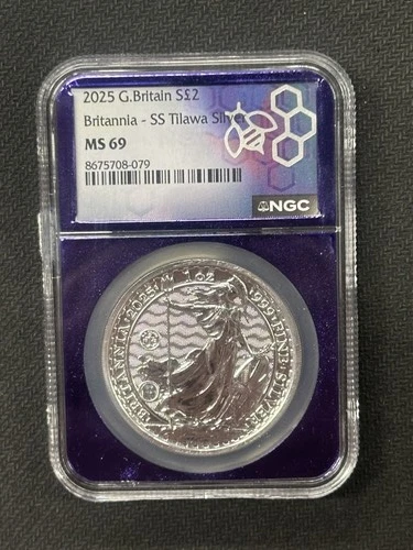 2025 Great Britain Britannia SS Tilawa Silver 2 Pound Coin NGC MS69 079 1OZ