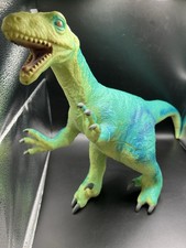 Toysmith Epic Dino Velociraptor toy Semi Soft Vinyl Green Dinosaur