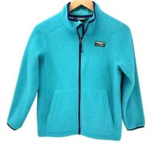 L.L.Bean Girls Turquois with Navy Tri mFleece Full Zip Jacket Size Small 8