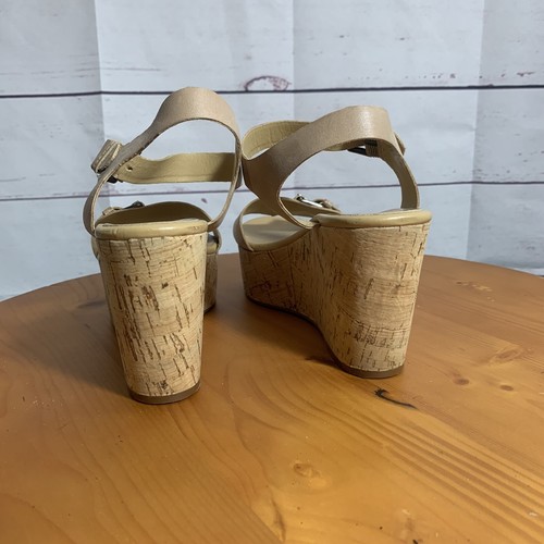 Nine West Tan Nude Platform Wedge Women's Sandal Leather Size 8.5 “maximumo” - Picture 4 of 8