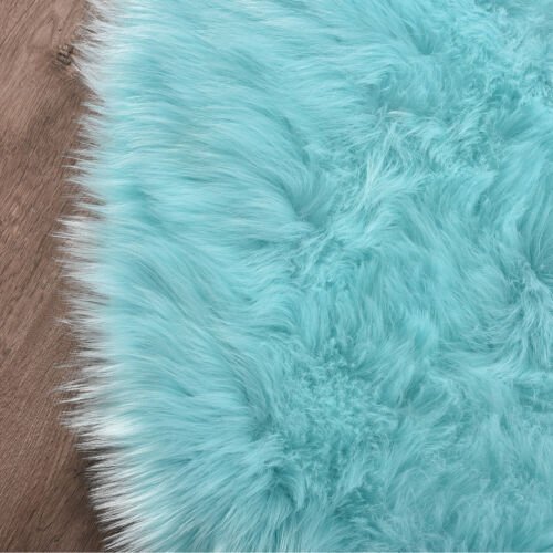Faux Fur Sheepskin Fluffy Area Rugs Round Shaggy Carpet For Bedroom Living room - Picture 47 of 74