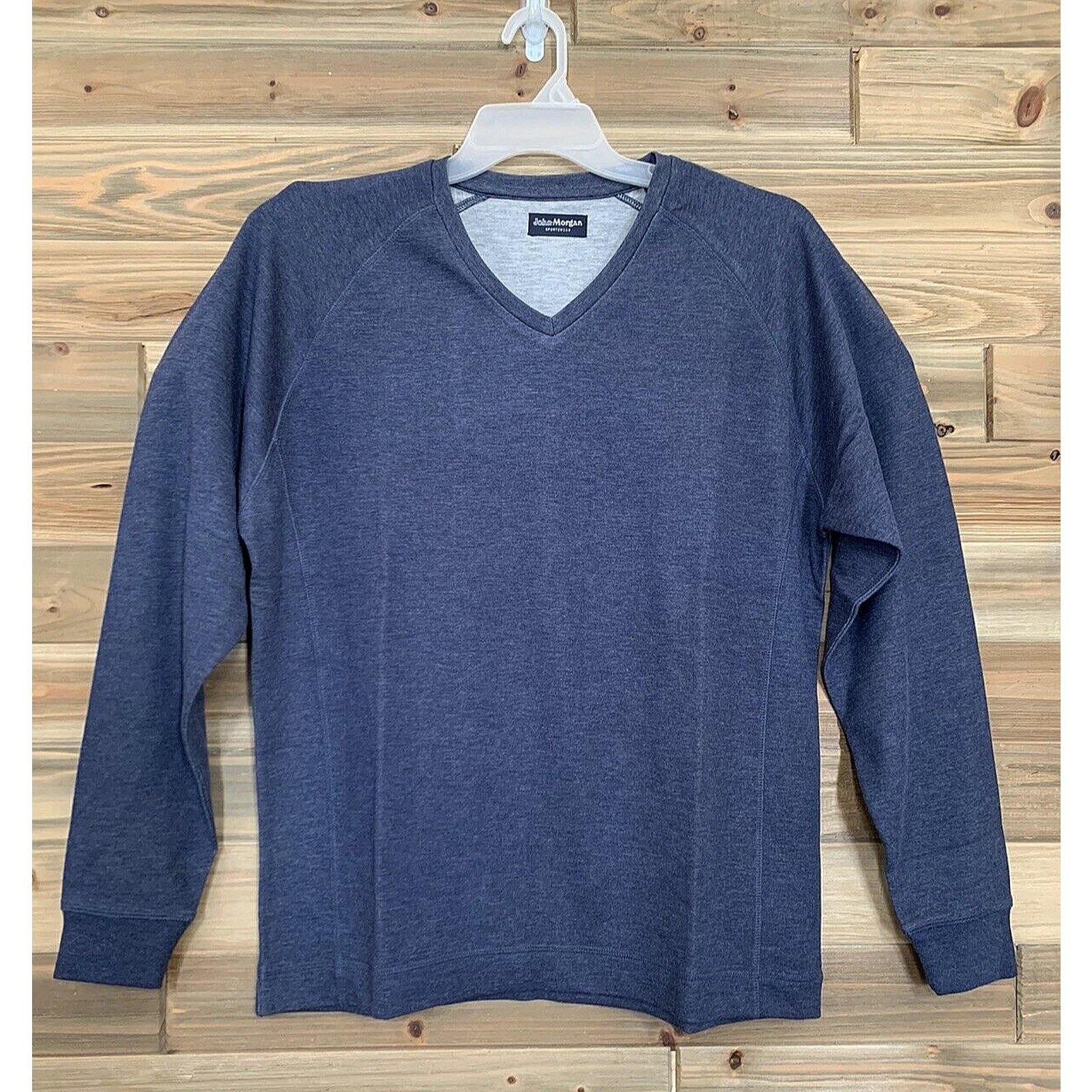 JOHN MORGAN SPORTSWEAR Long Sleeve Pullover V-Neck Shirt Sweatshirt Men's Sz M