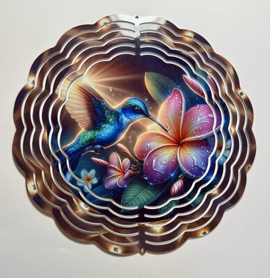 Wind Spinner Hummingbird With Gold Flowers